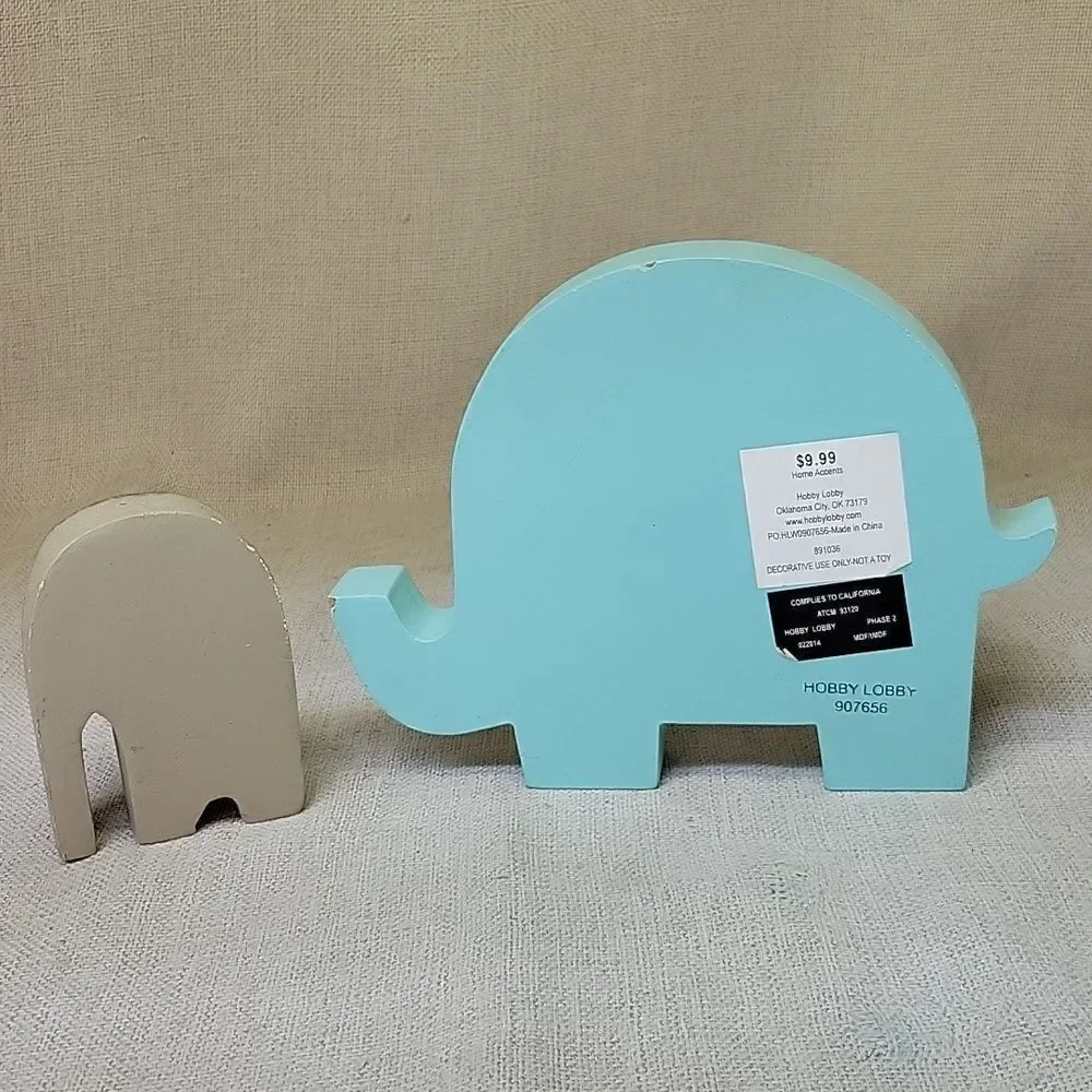 Elephant Themed Home Accent Set 2 Trinket Boxes Decor, Frame, Wood Elephants‎